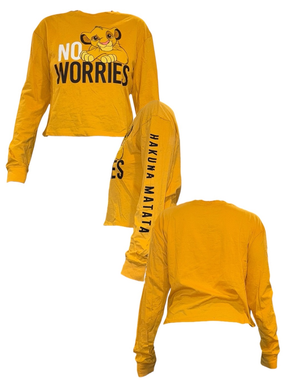 Disney Yellow The Lion King 'No Worries' Cropped Long Sleeve